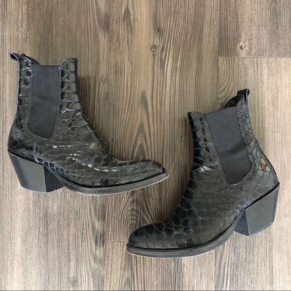 Black Croco Ankle Bootie By Elena Iachi